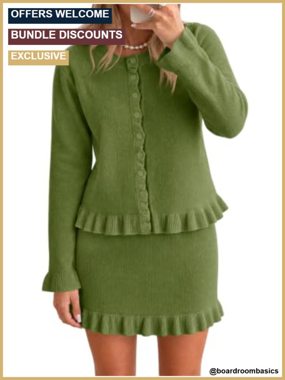 2 Piece Knit Sweater Cardigan Skirt Set Matching Fall Winter Outfit
